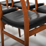 Set of 6 fine Hans J. Wegner W2 Chairs C.M.Madsen 1950s