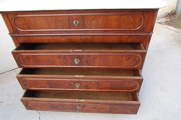 Chest of drawers secretary Louis Philippe in walnut and magnifying glass
