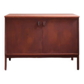 Small Ulferts teak buffet from the 1960s with integrated handles.