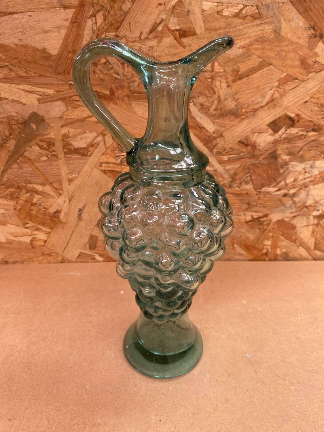 Antique glass pitcher ewer grape cluster shape vintage