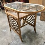 Glass and rattan dining table
