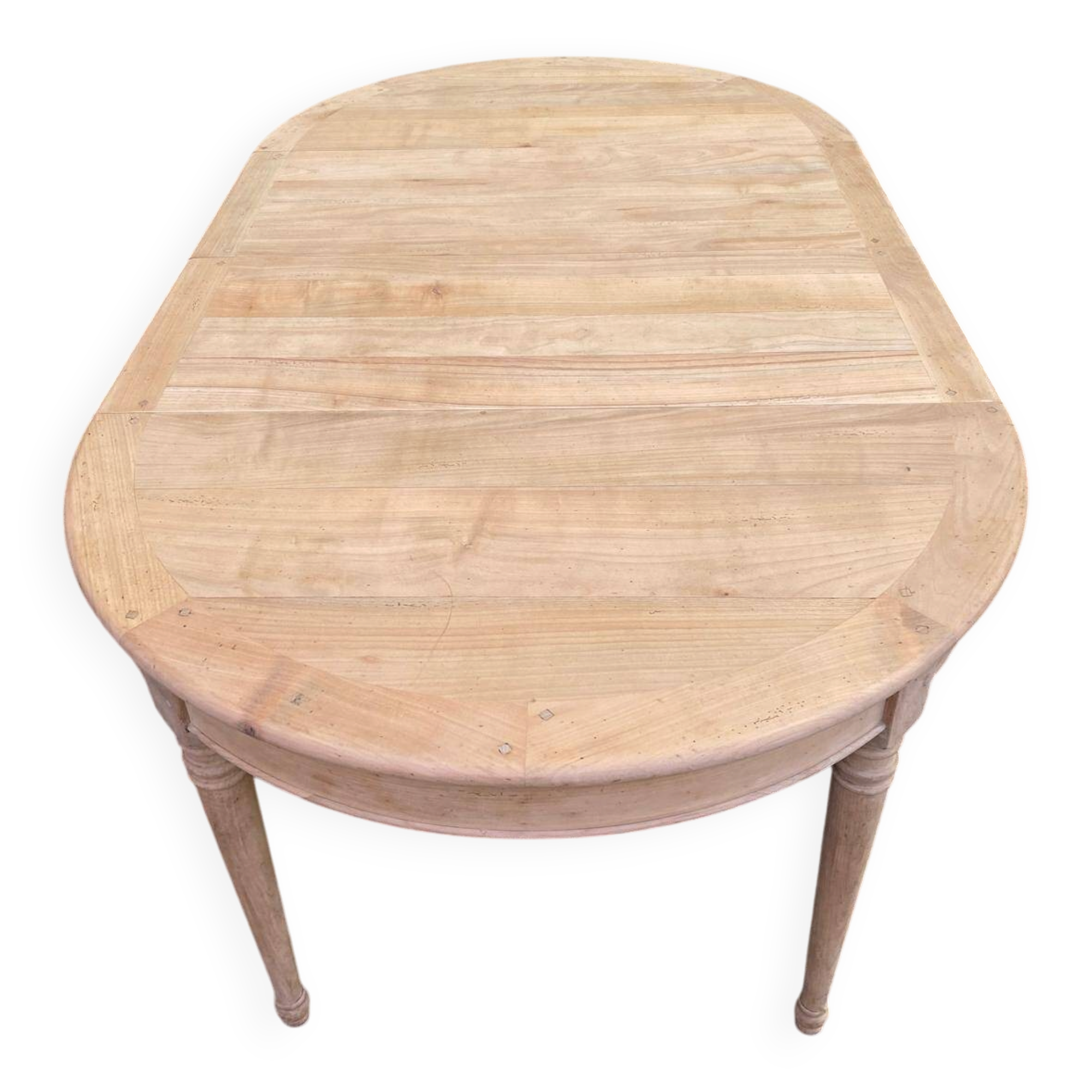Round dining table Louis Philippe stripped in raw solid cherry wood Italy
