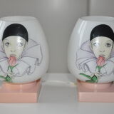 Pair of vintage wall lamps opaline child