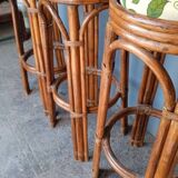 3 vintage high rattan bar stools 1970