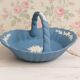 Blue Wedgwood Jasperware basket – English porcelain with relief decoration