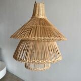 Rattan pendant lamp or light in the shape of an Asian lantern