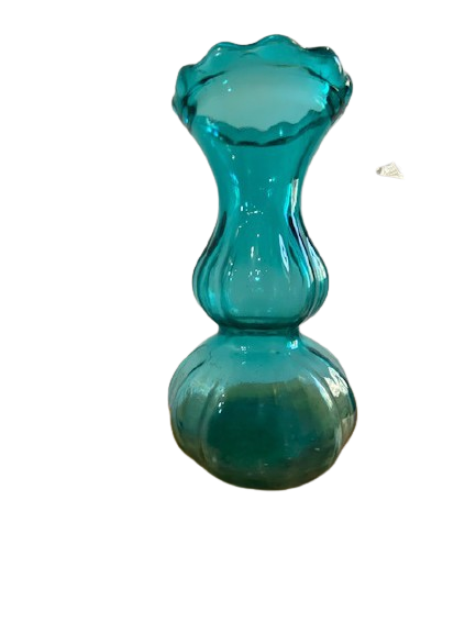 Vase bleu turquoise en verre poli