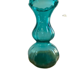 Vase bleu turquoise en verre poli