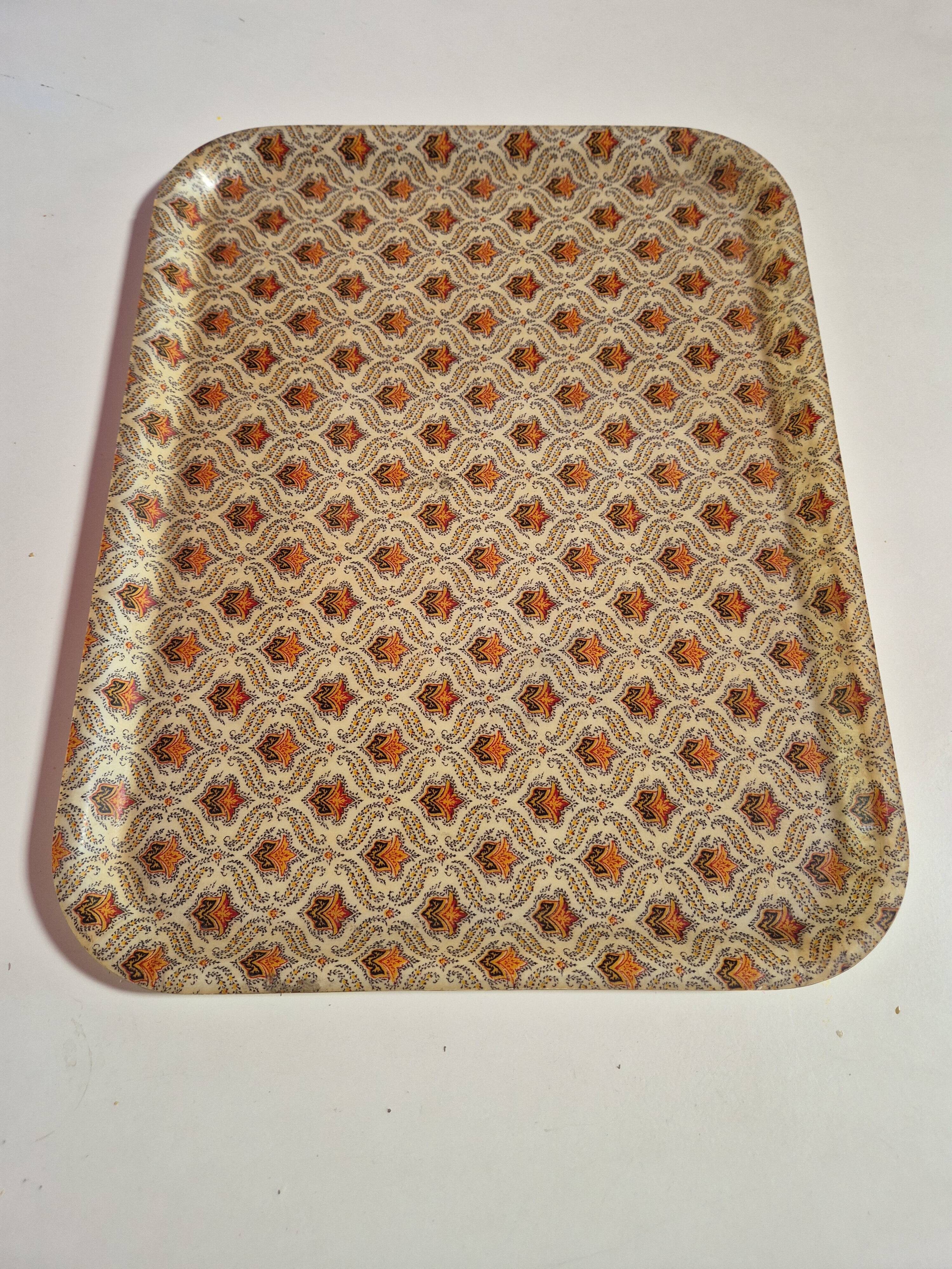 vintage tray from the 70s, brown orange design