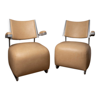 2 "oscar" armchairs by harri korhonen for inno interior oy