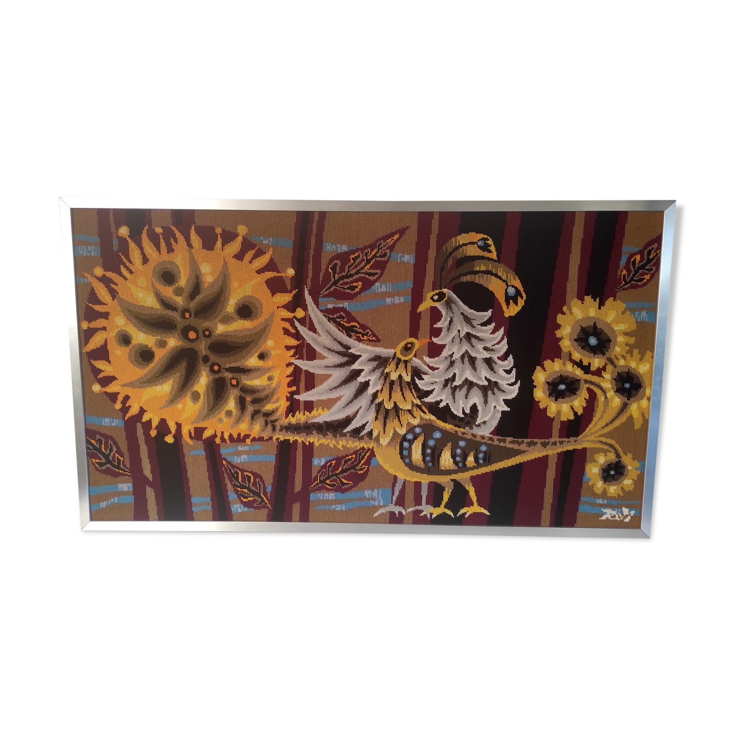 Contemporary tapestry entitled "Encounter" by Pierre Rey – 60s