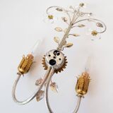Vintage Italian wall lamp in gold and silver metal (52 cm)