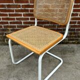 Cesca chair b32 model in white and wood by Marcel Breuer