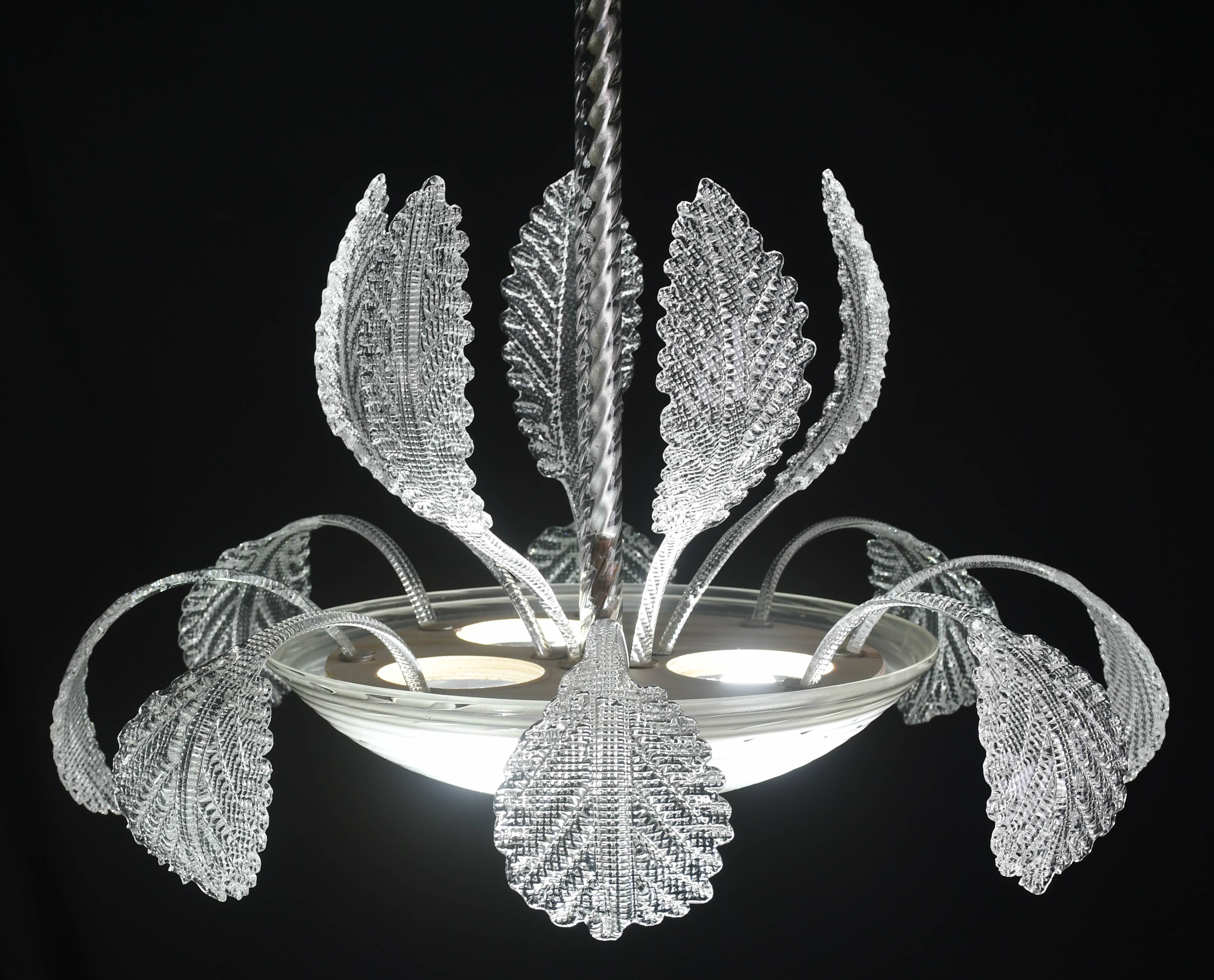Art Deco Barovier e Toso Chandelier, Murano Glass, 1940s
