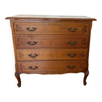 Commode vintage en bois massif, style Louis XV