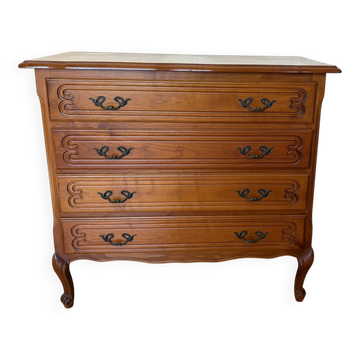 Commode vintage en bois massif, style Louis XV