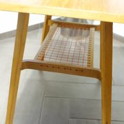 Brussels Style Retro Table with Red Woven Shelf