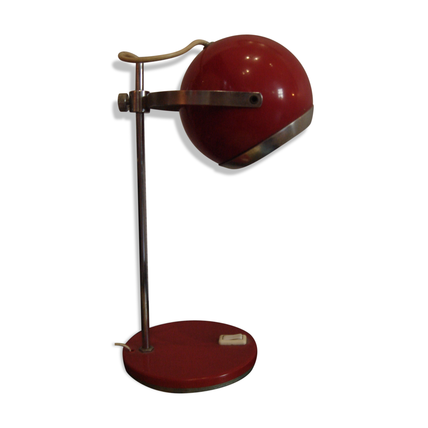 Lampe boule en métal rouge de 1970