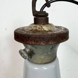 Large Industrial British Grey Enamel Factory Pendant Lamp from Benjamin, 19