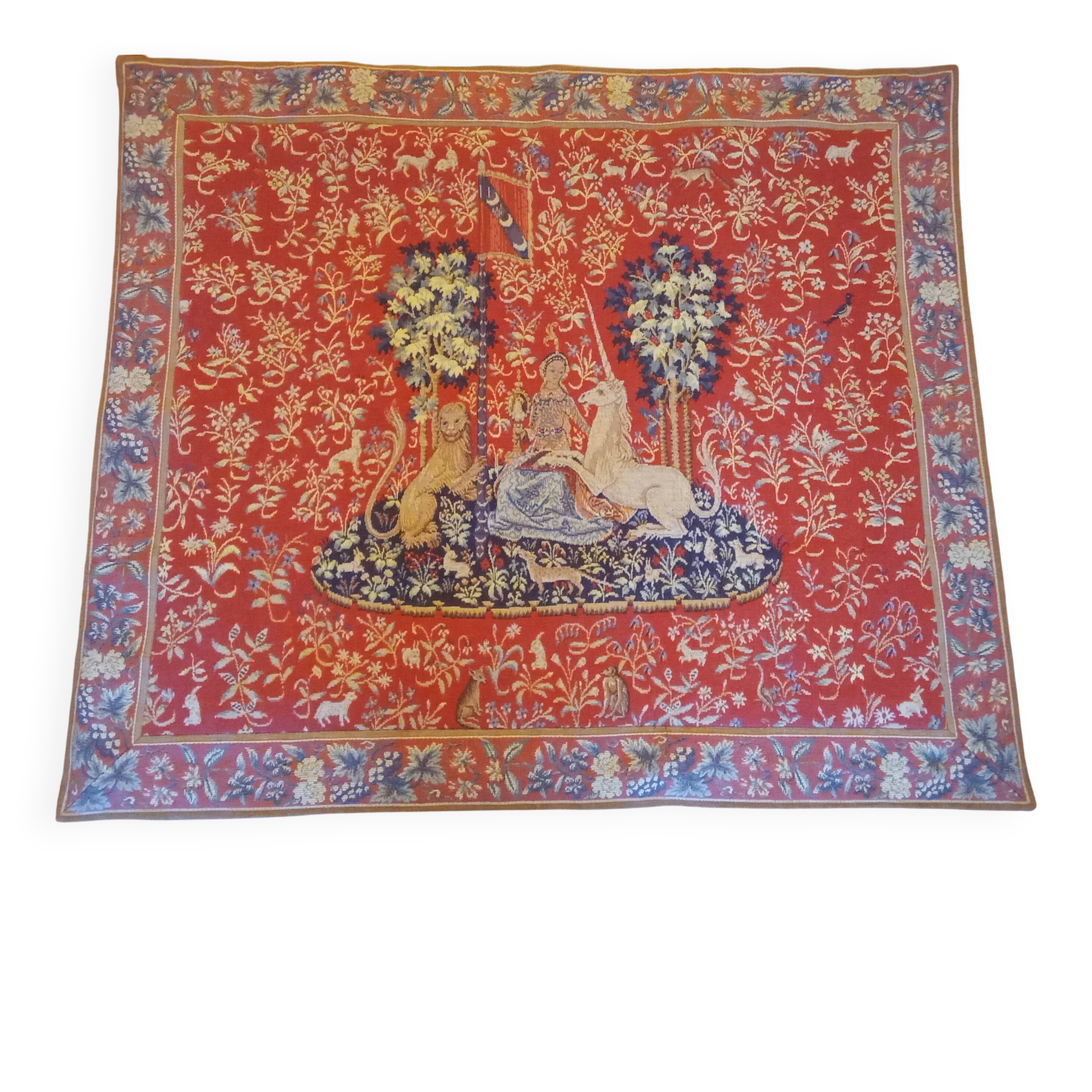 Antique tapestry from Halluin: The Lady and the Unicorn