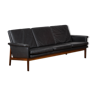 Finn Juhl black leather and rosewood sofa, model no 218 "Jupiter"