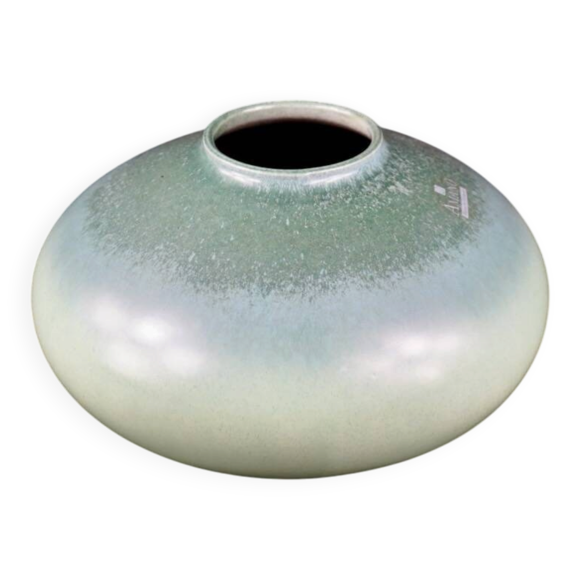German vase design Amano in glazed ceramic, green gradient.