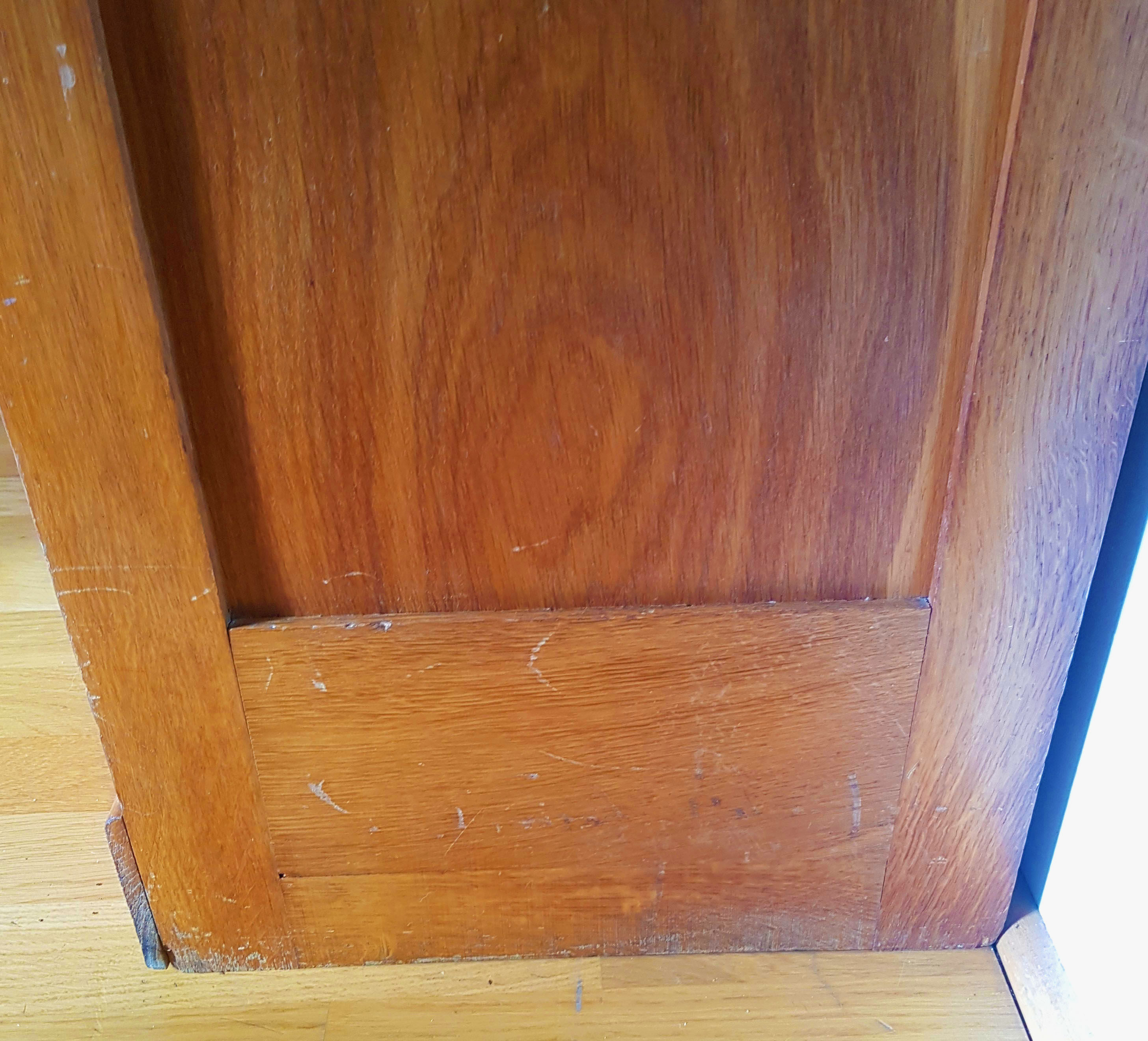 Rolling curtain filing cabinet in vintage oak