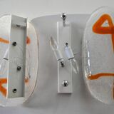 Pair of XL wall lights by Murano Mazzega in orange frosted glass Italy 1970