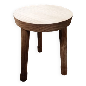 Tabouret bois massif rond pieds tripode Aéro-gommé dp 0523081