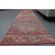 1970s Vintage Turkish Oushak Handmade Wool Cotton Pink Runner Rug 90x365