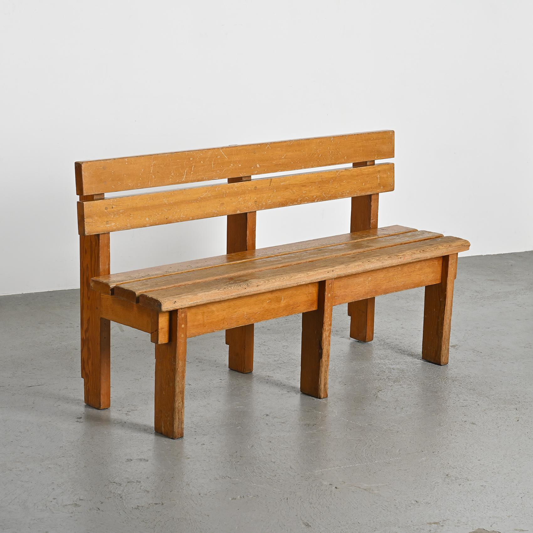 Pair of solid wood benches by Christian Durupt, Courchevel, circa 1960