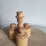 Set of wooden condiment pots