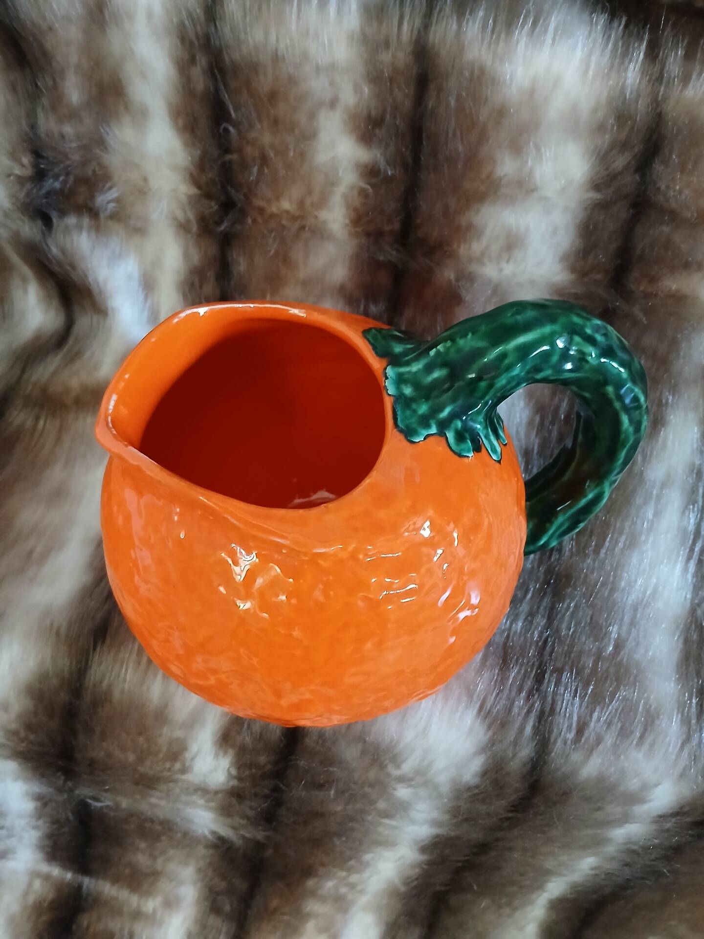 Jug / Carafe in orange barbotine shape