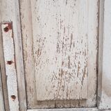 Pair of antique oak slatted shutters measuring 273 cm