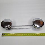 Vintage chrome metal wall coat rack, 2 hooks, 23 cm