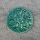Majolica plate with vine leaves, old Digoin.