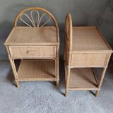 Pair of rattan bedside tables
