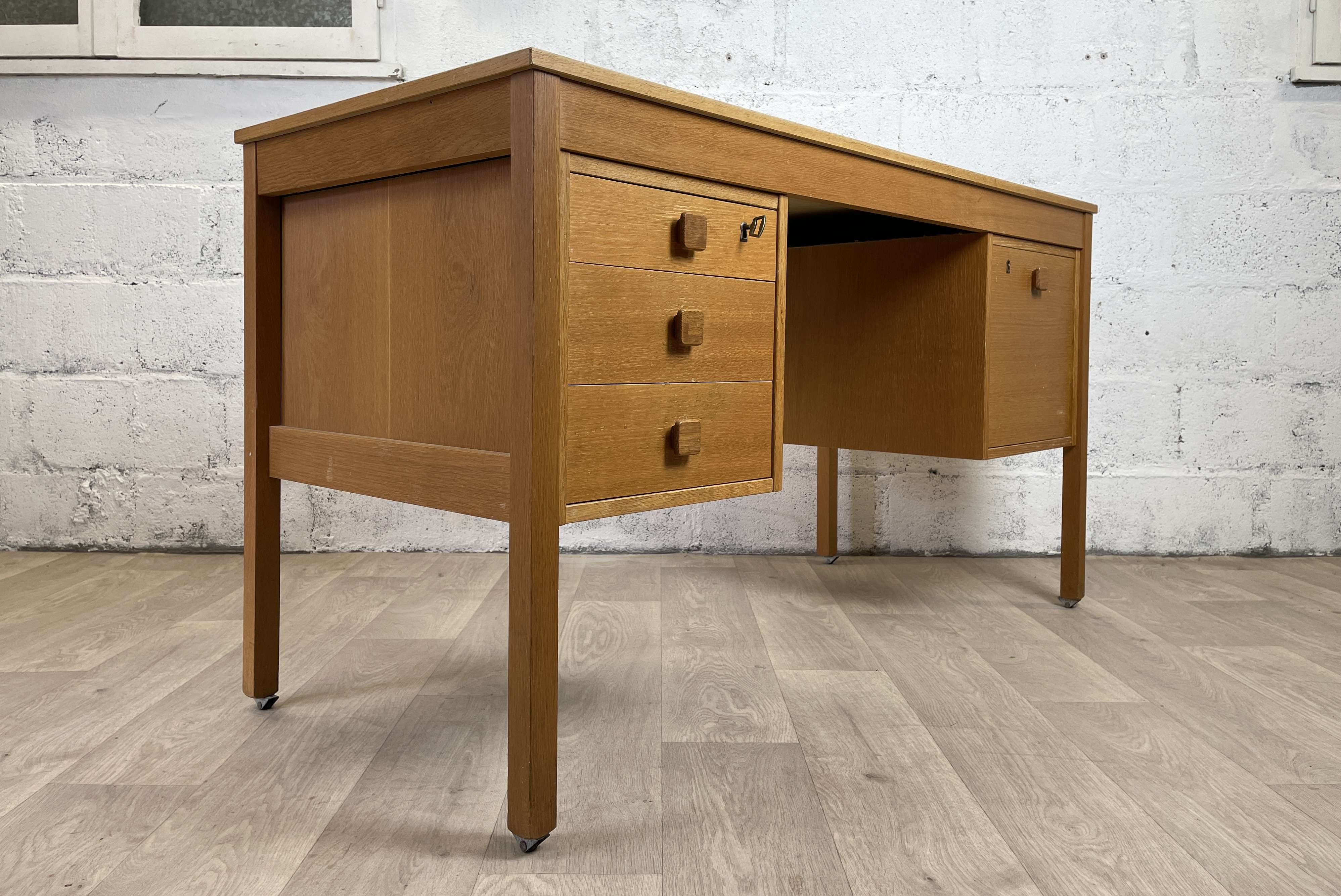 Vintage scandinavian oak office, 60s