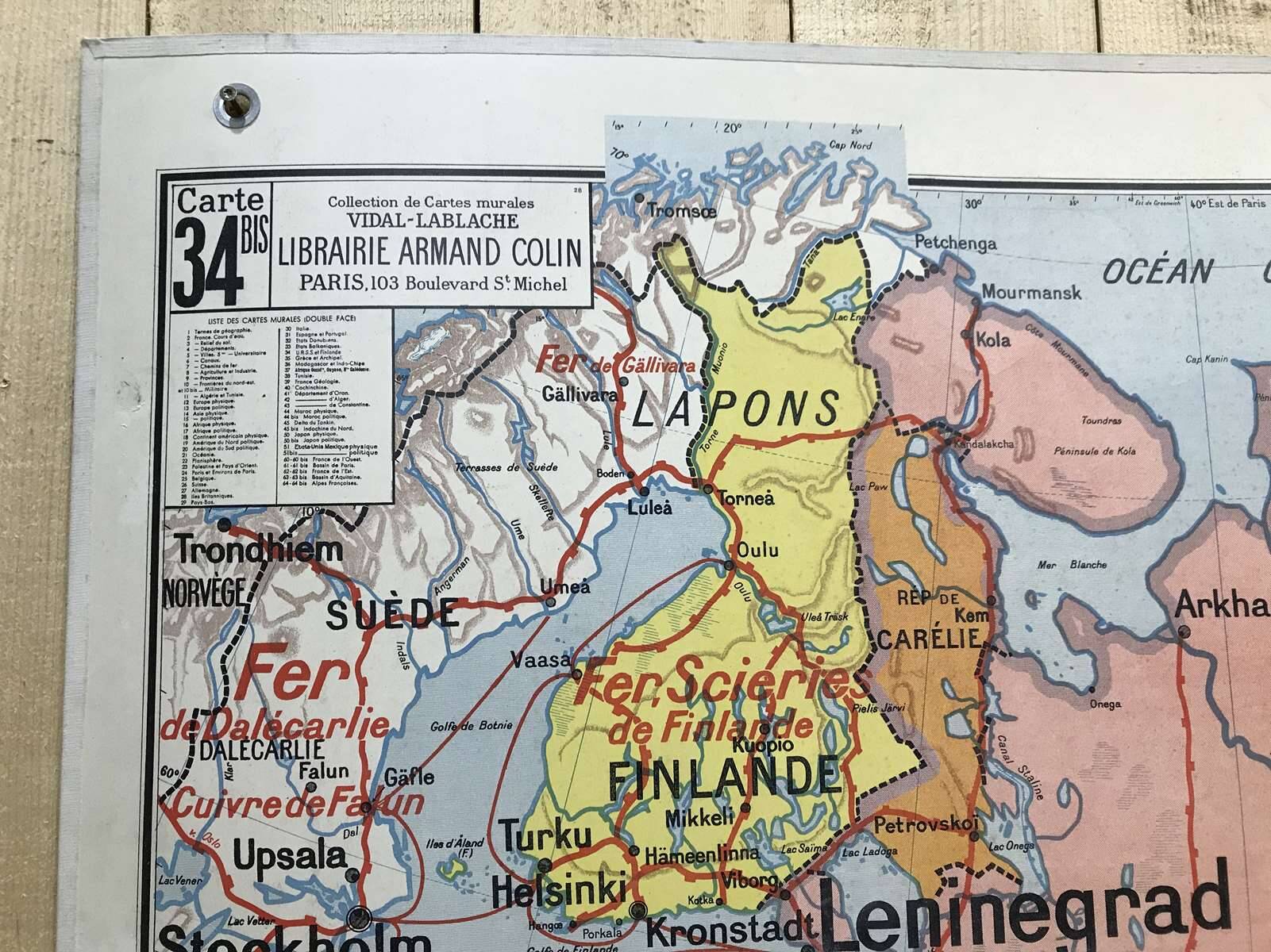 USSR and Finland, Map N°34 and 34bis by Vidal-Lablache, Librairie Armand Colin