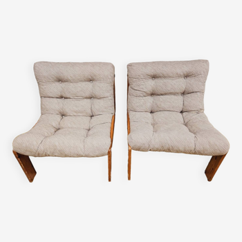 Pair of Danish pine low chairs 1970