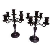 Pair of 5-light metal candlesticks