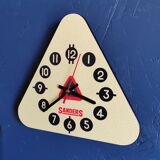 Vintage formica clock triangular silent wall clock "Sanders yellow"
