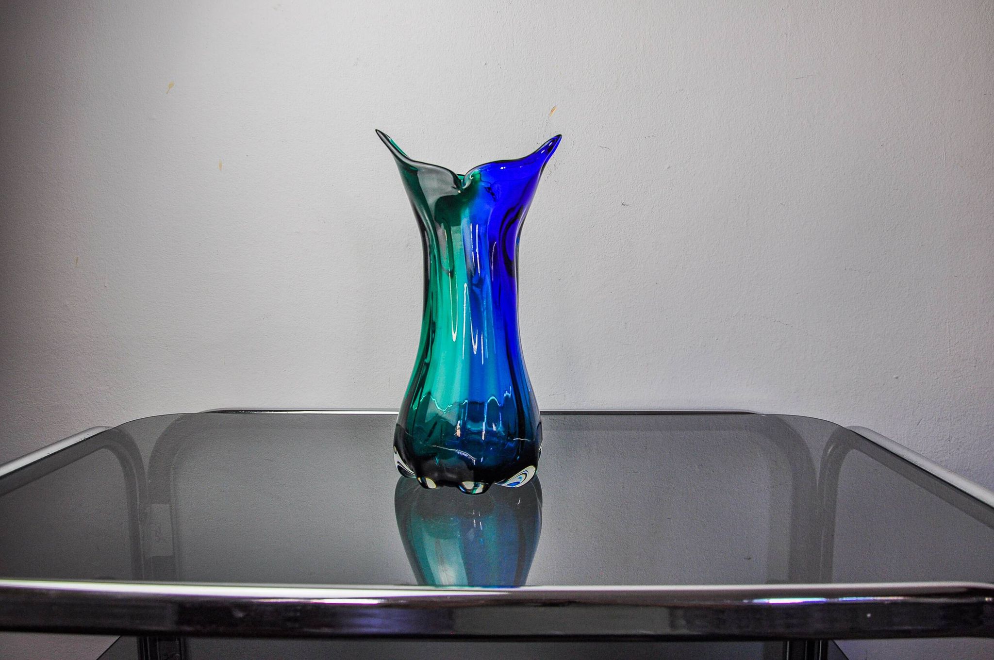 Sommerso green and blue vase by Seguso, Murano glass, Italy, 1970
