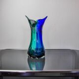 Sommerso green and blue vase by Seguso, Murano glass, Italy, 1970