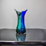Sommerso green and blue vase by Seguso, Murano glass, Italy, 1970
