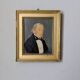 Oil on panel, old portrait, gilded wooden frame, country decoration