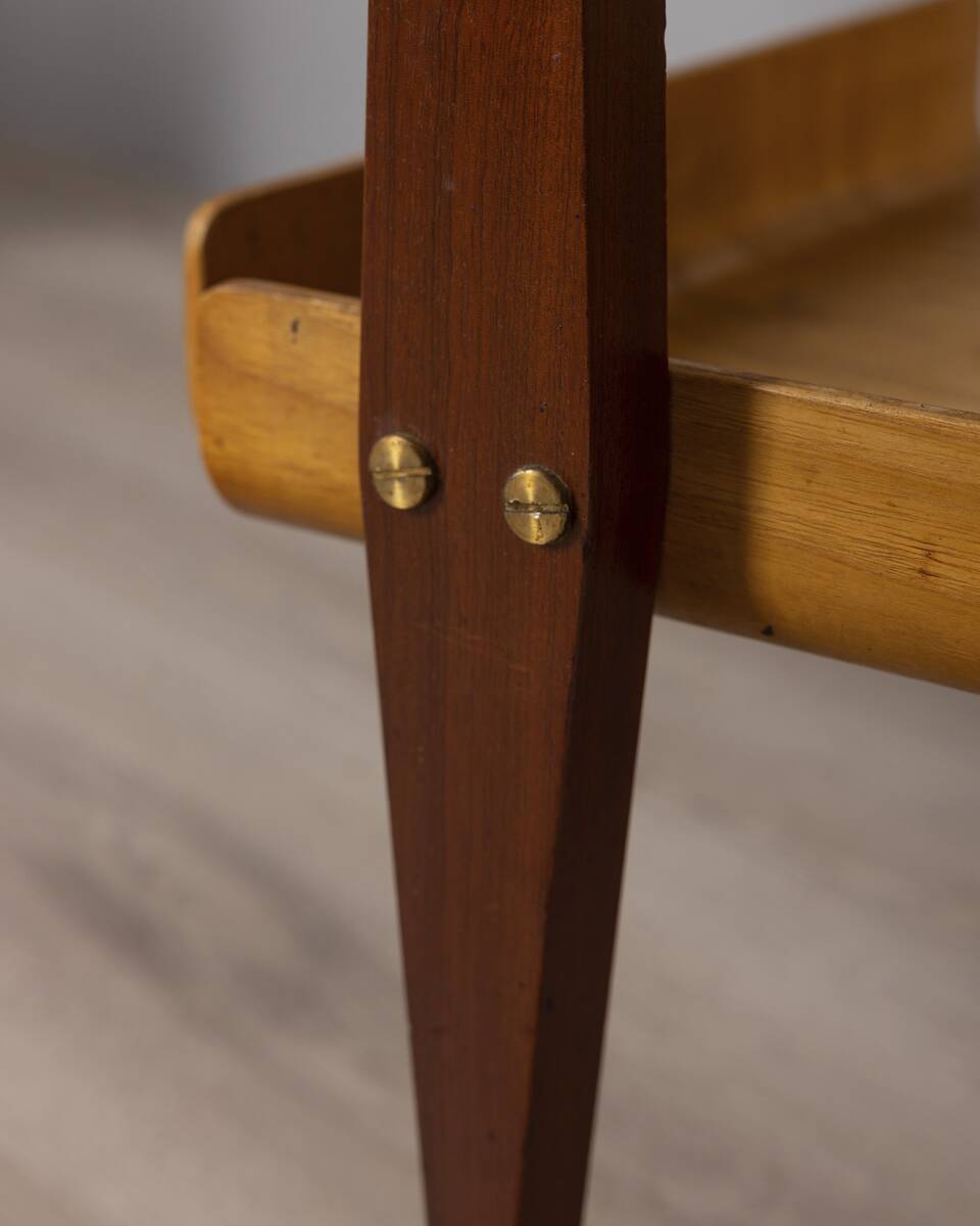 Vintage 1950s Wooden Food Service Cart, Designed by Carlo Ratti