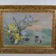 French School circa 1900 “Irises and dragonflies” Painted silk.