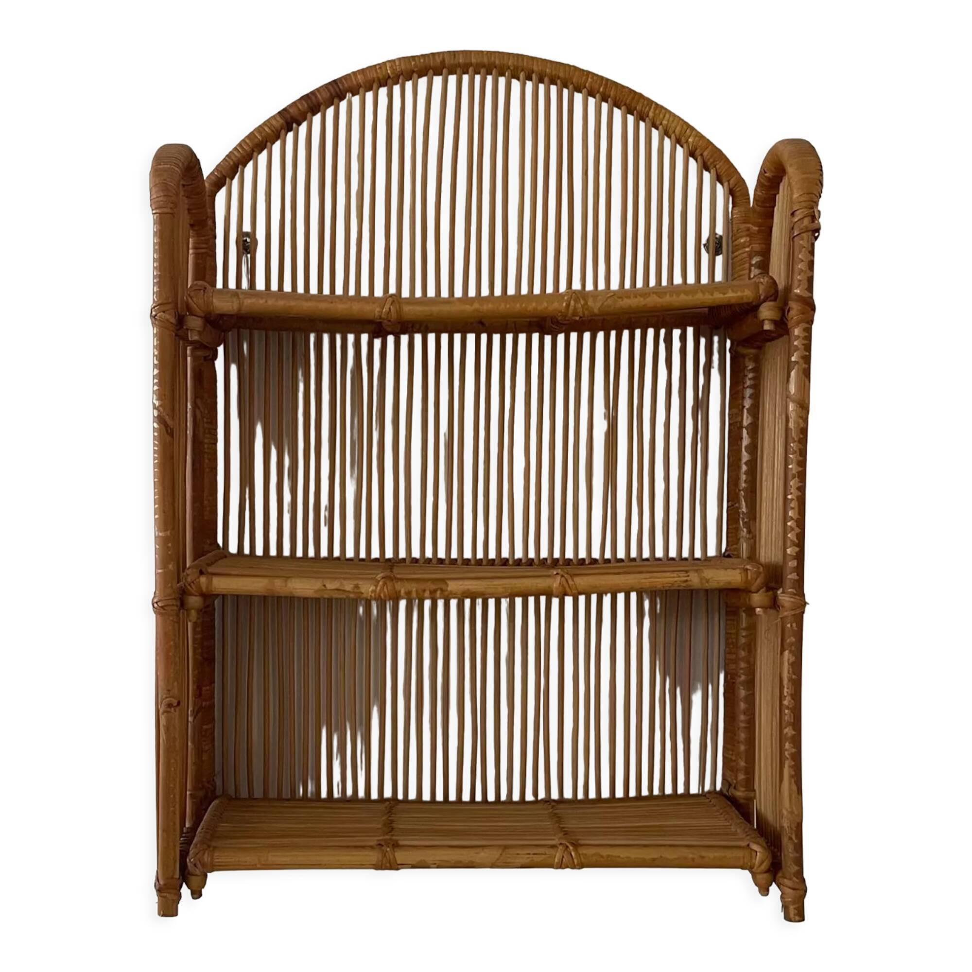 Rattan wall shelf