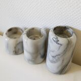 Set of 3 marble candle holders